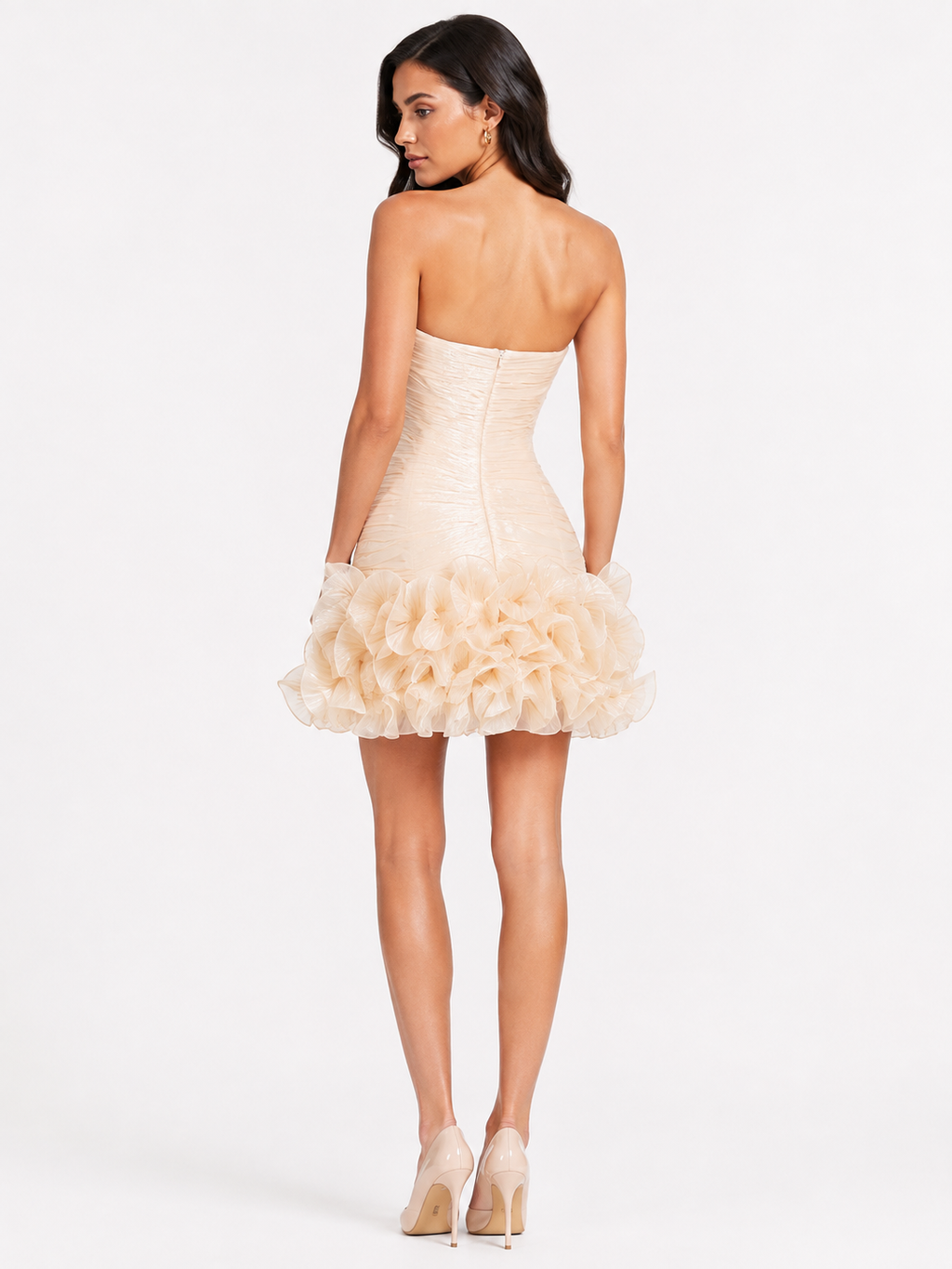Strapless Ruffle Ruched Mini Dress