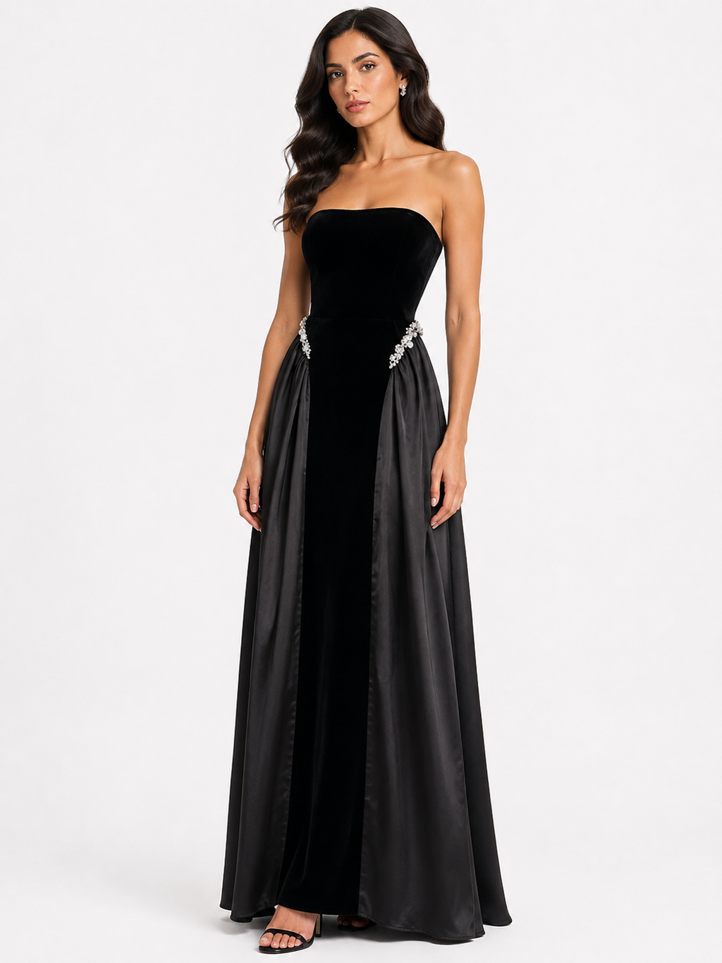 Lace Up Back Tube Maxi Dress