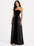 Lace Up Back Tube Maxi Dress