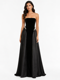 Lace Up Back Tube Maxi Dress