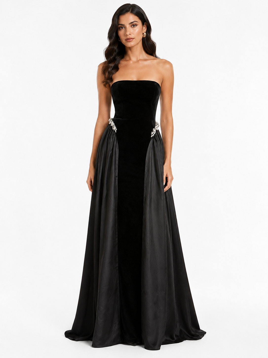 Lace Up Back Tube Maxi Dress