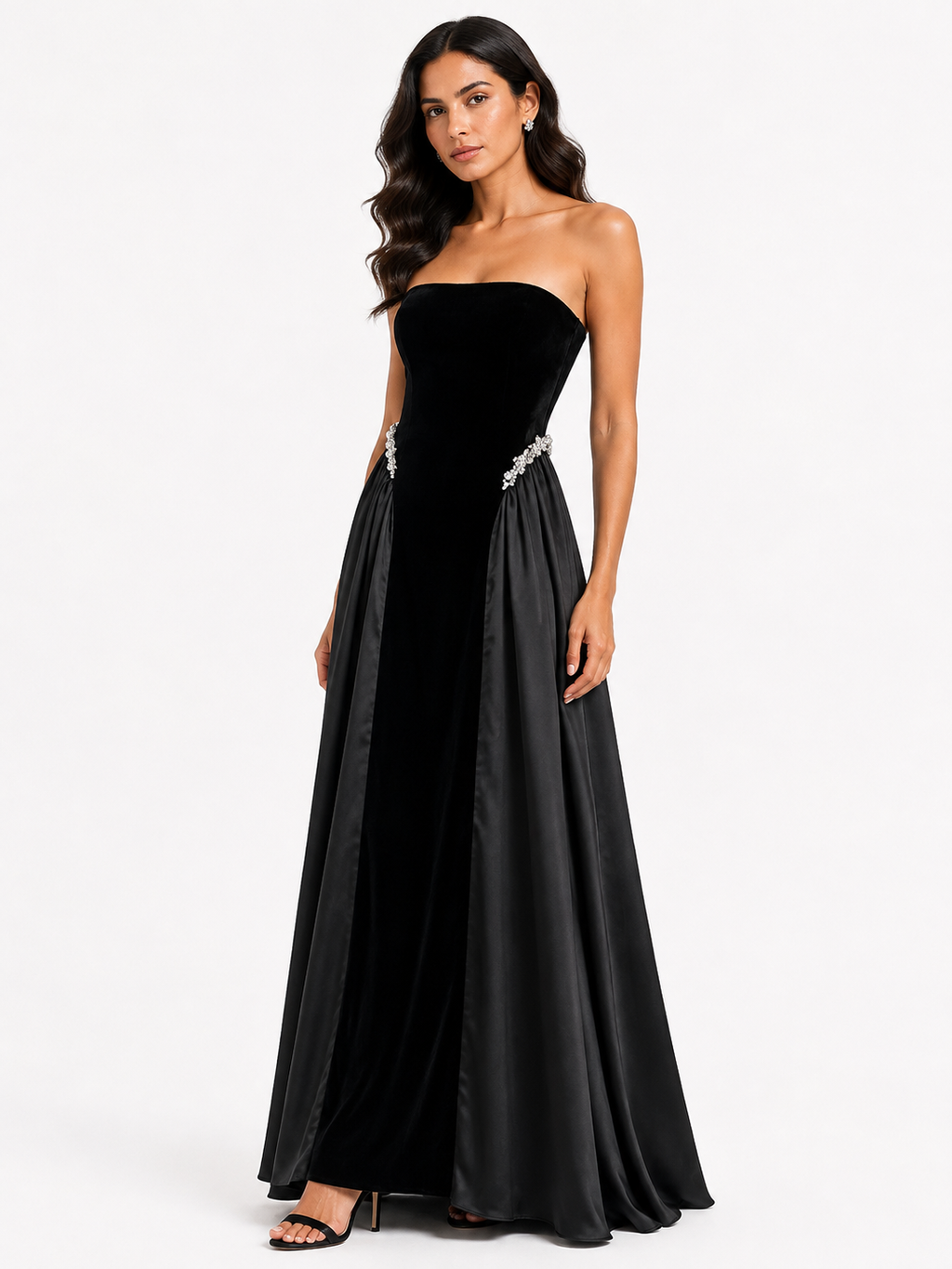 Lace Up Back Tube Maxi Dress