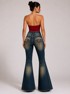Retro Embroidered Flared Jeans