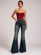 Retro Embroidered Flared Jeans