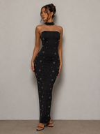 Rhinestone Tube Bodycon Maxi Dress