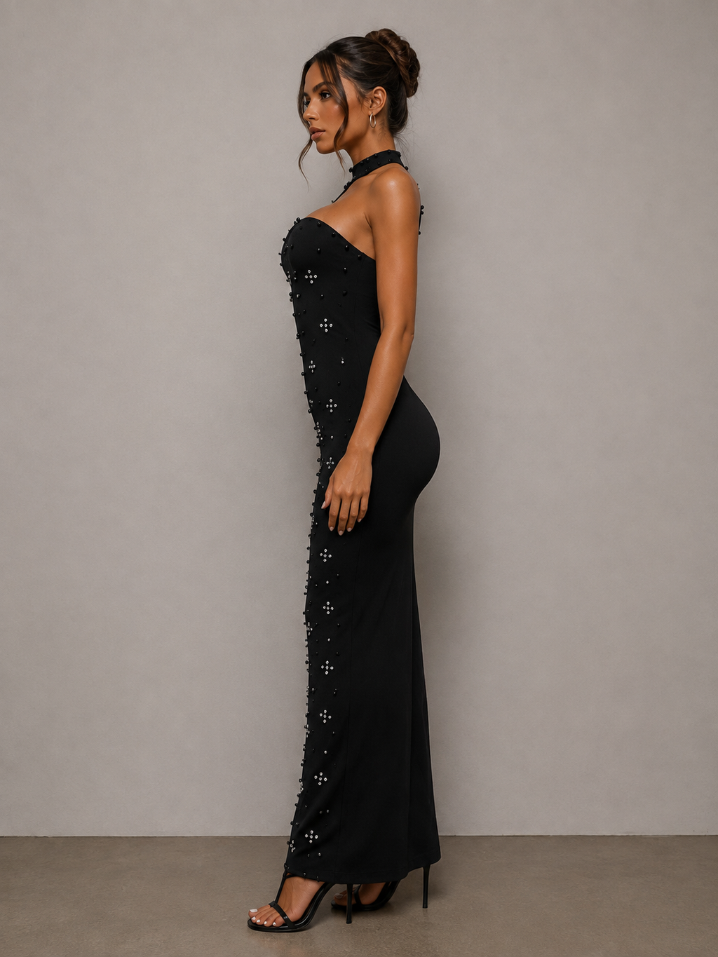 Rhinestone Tube Bodycon Maxi Dress