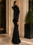 One-Shoulder Ruffled Mermaid Evening Maxi Dress