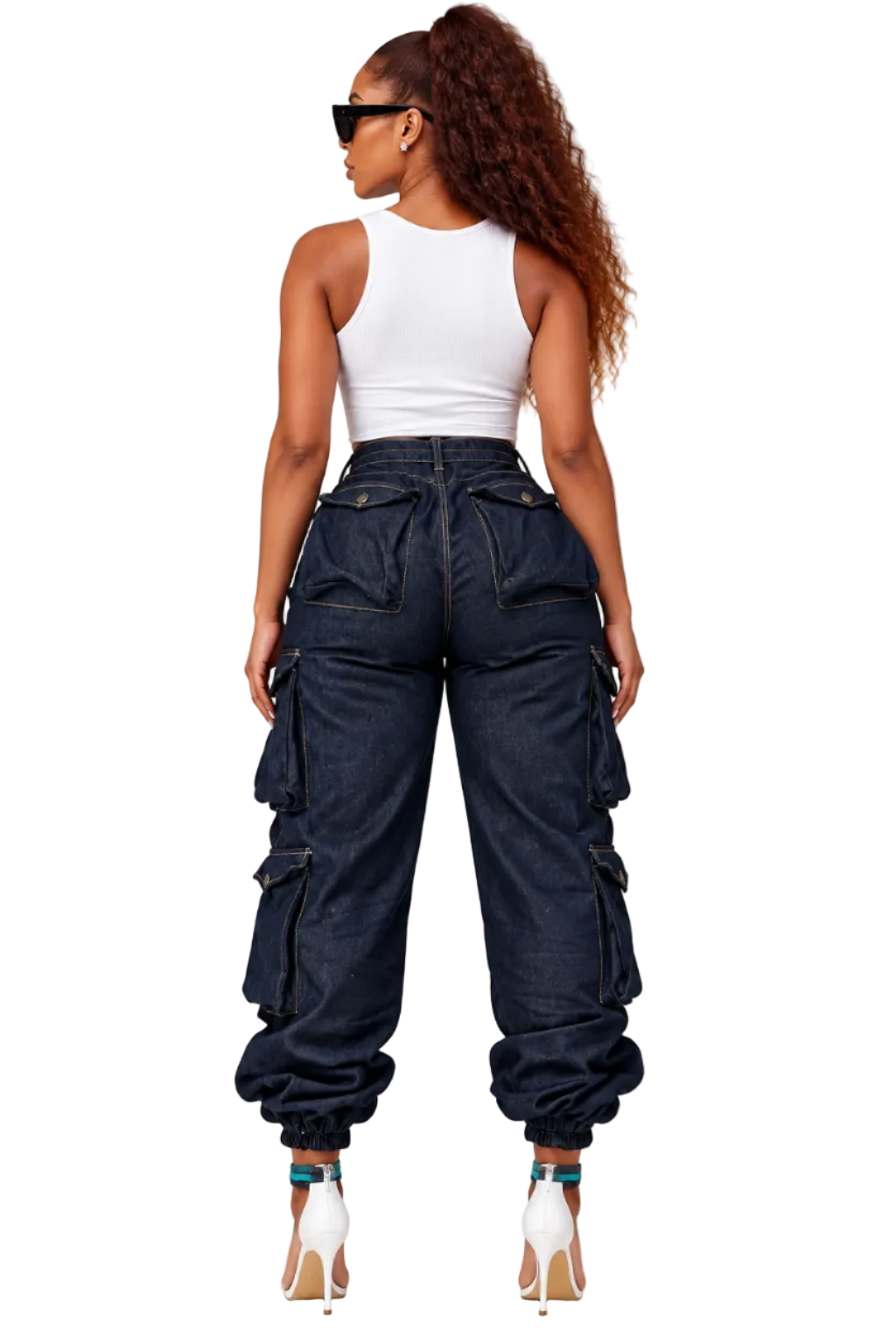 Plus Size High-Waisted Cargo Jeans