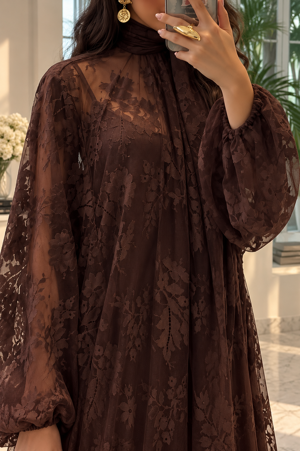 Lace Tie Double Layer Swing Dress
