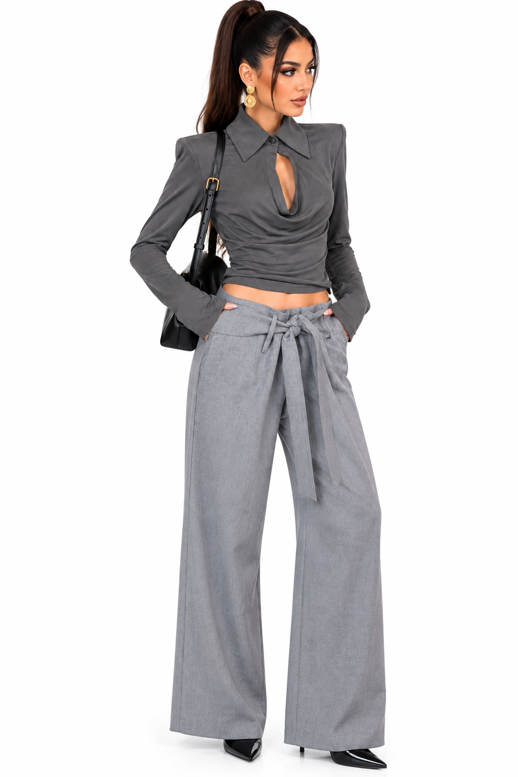 Long-Sleeve Slim-Fit T-Shirt with Cutout Detail