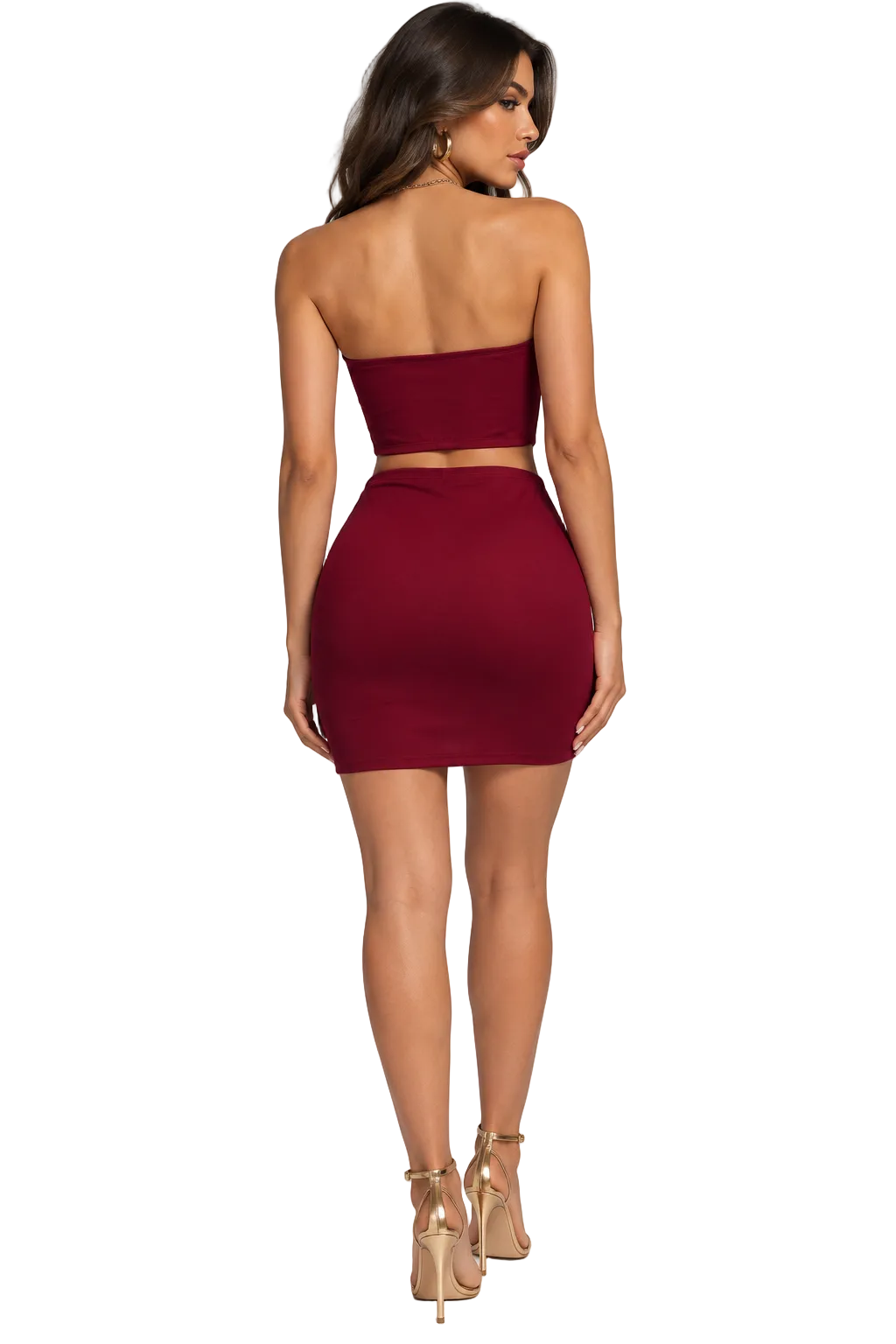 Grommet Crop Top and Mini Skirt Set