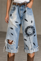 Full Size Distressed Skull Print Jeans Plus Size