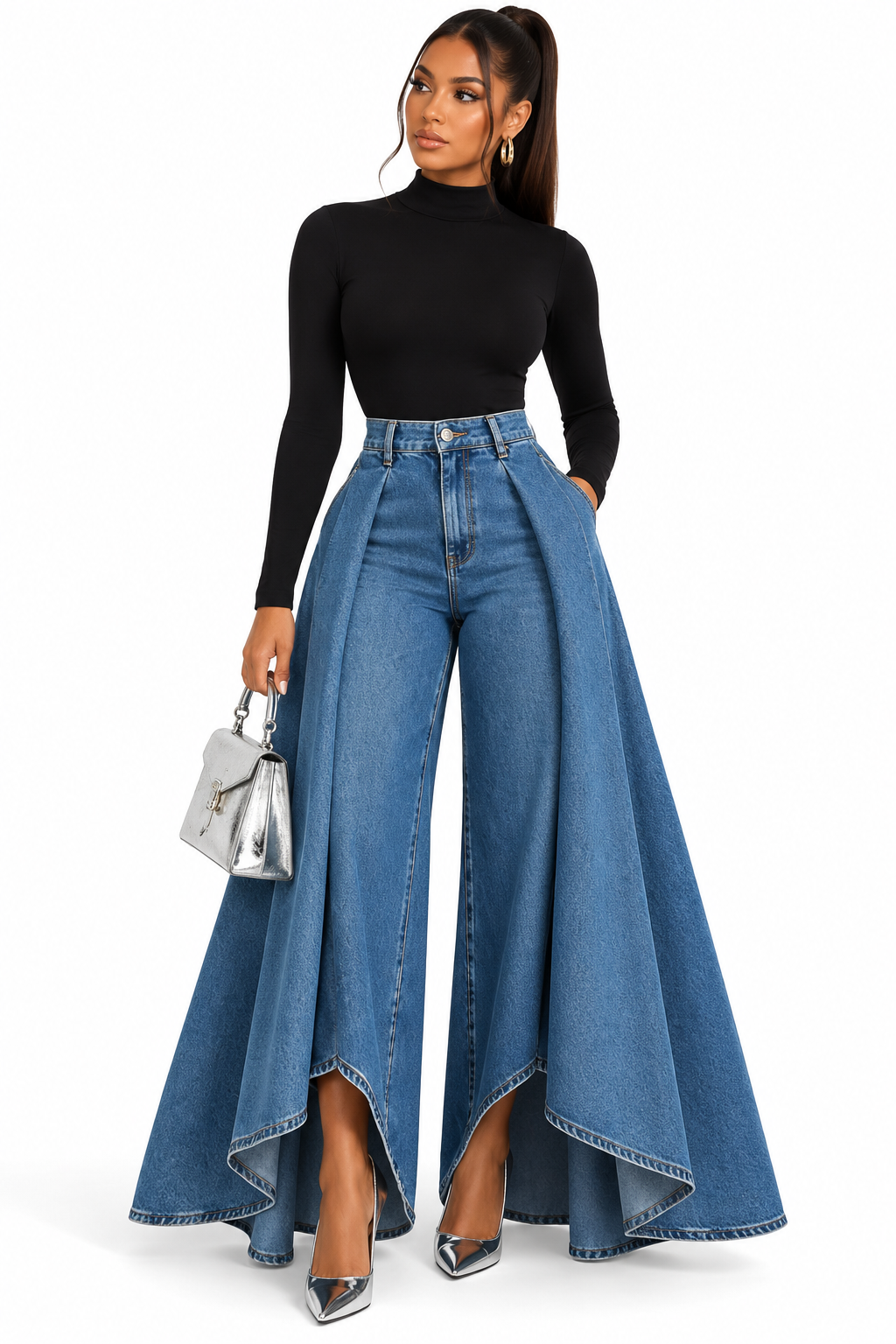 Full Size High-Waisted Wide-Leg Jeans Plus Size