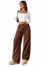 Women's Corduroy Wide-Leg Pants – Loose Fit, Slimming & Drapey Casual Trousers
