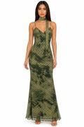 Polka Dot Halter Neck Defined-Waist Sheath Dress