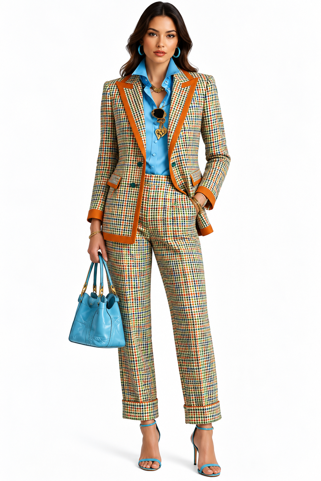 Plaid Blazer and Pants Suit Set – view 5