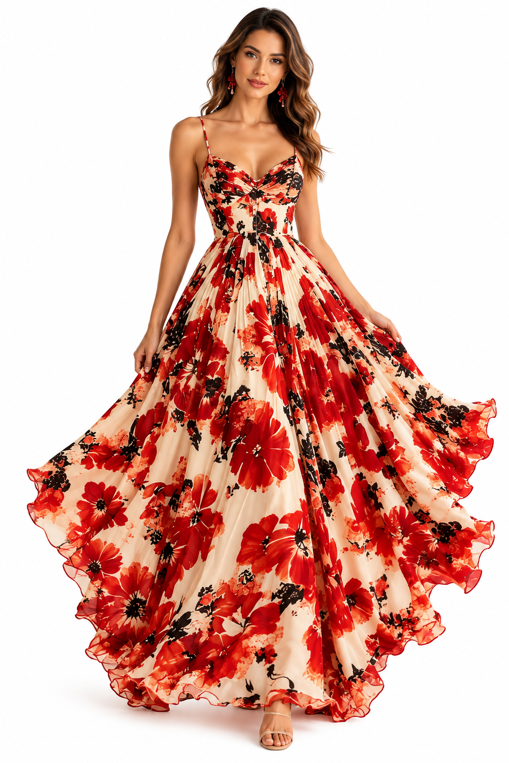 Fashionable Strapless Printed Maxi Dress