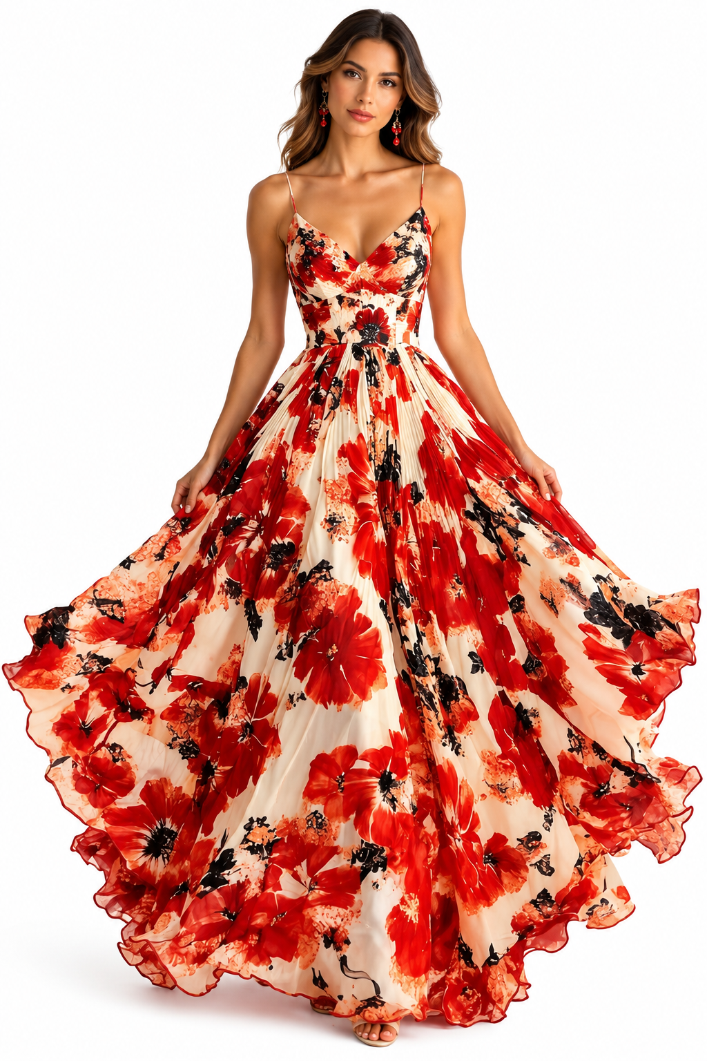 Fashionable Strapless Printed Maxi Dress