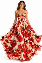 Fashionable Strapless Printed Maxi Dress