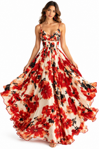 Fashionable Strapless Printed Maxi Dress