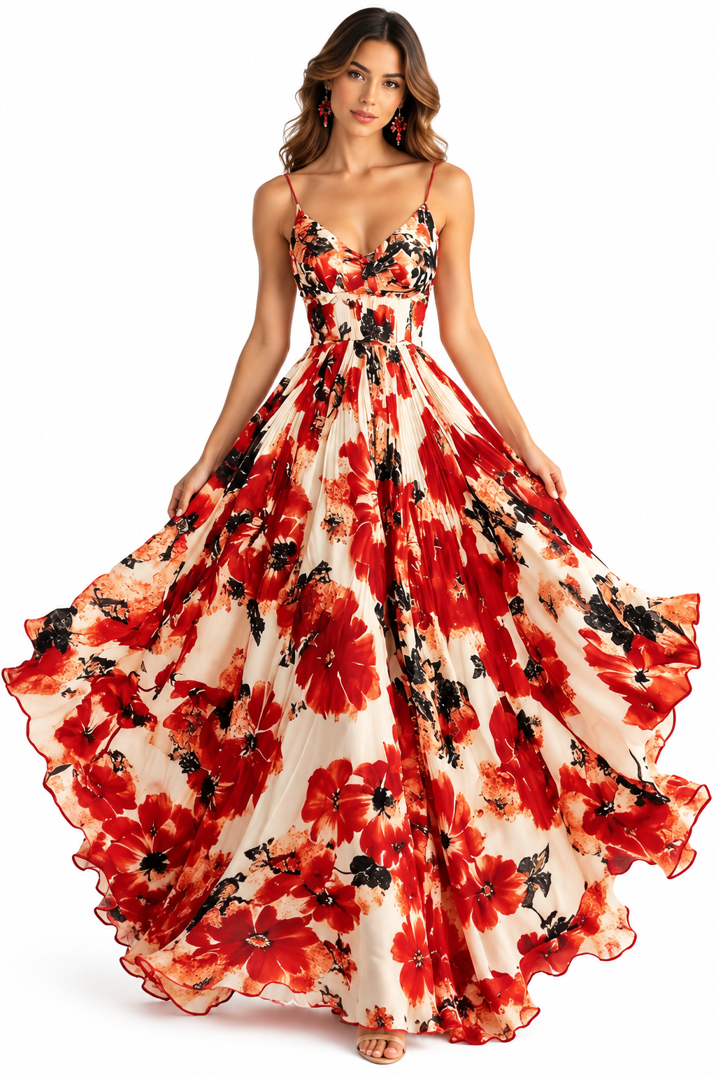 Fashionable Strapless Printed Maxi Dress