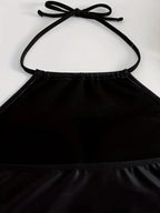 Black Coconut Print Tie Bikini Set for Women