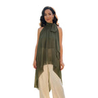 Women’s Solid Color Halter Neck Long Tops Summer Fashionable Dot Print Backless Going Out Vest
