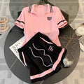 Summer Patchwork Letter Athleisure Two-Piece Set