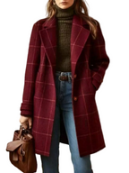 Full Size Plaid Lapel Collar Longline Single-Breasted Overcoat Plus Size