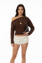 Loose Off-Shoulder Knit Sweater Top