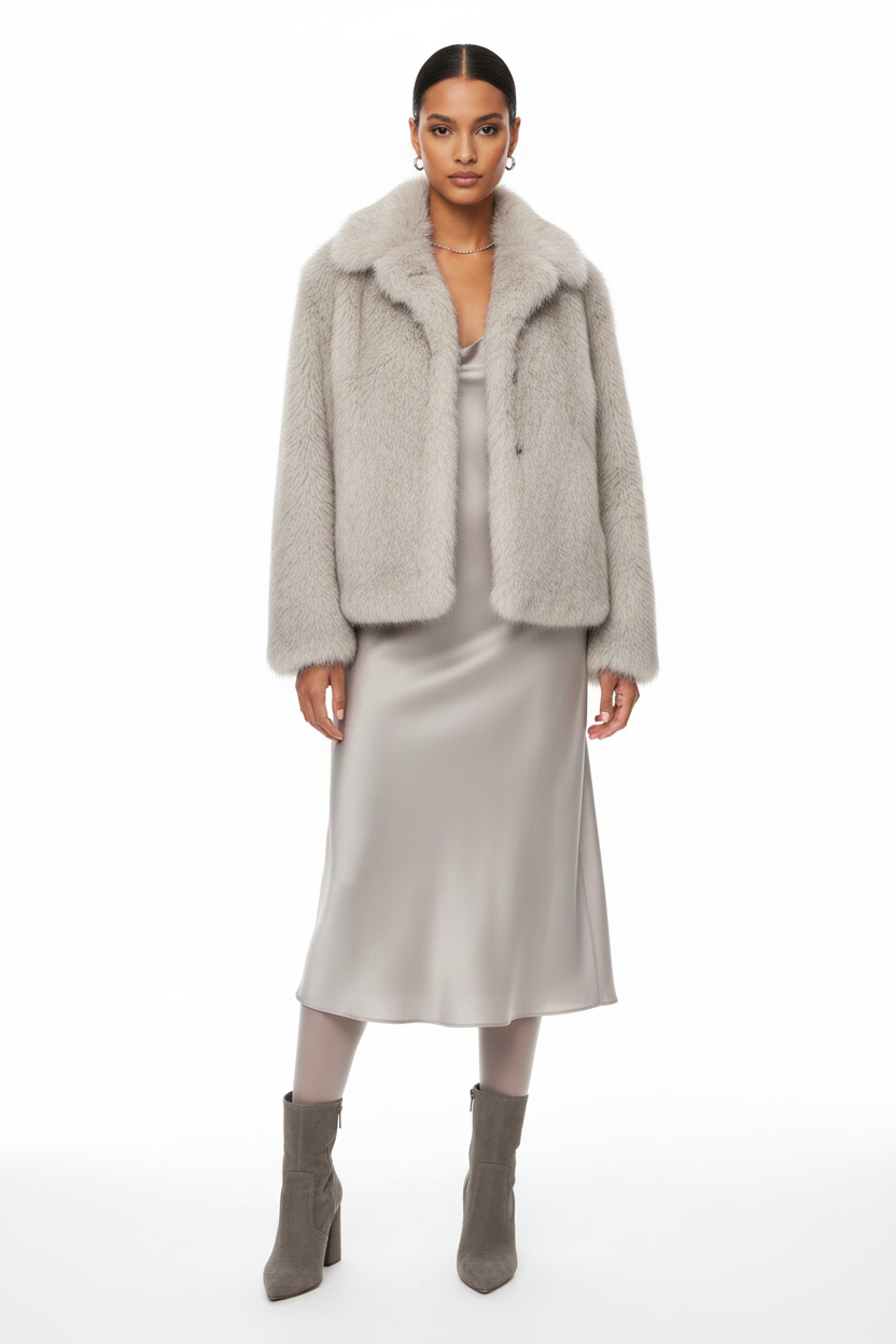 Women's Fluffy Plush Lapel Coat – Warm Thickened Long Sleeve Winter Jacket