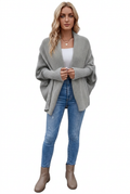 Oversized Shawl-Collar Batwing Knit Cardigan