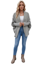 Oversized Shawl-Collar Batwing Knit Cardigan