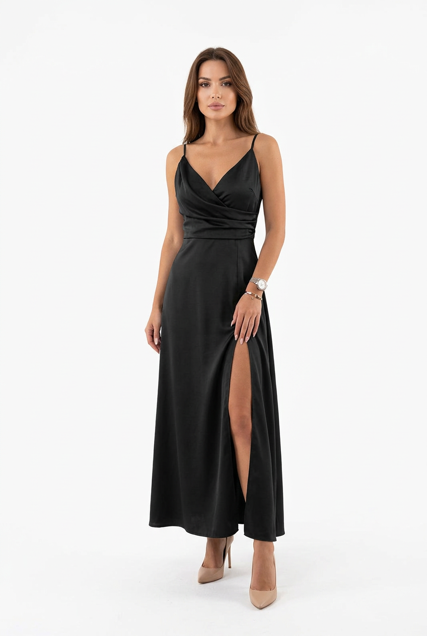 Black satin dress