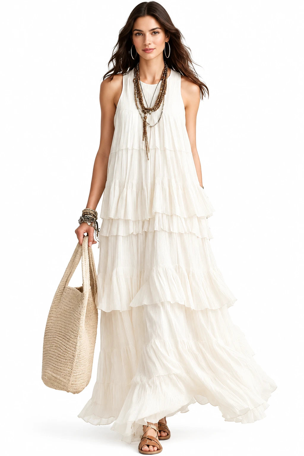 Layered Ruffle Sleeveless Maxi Dress – view 3