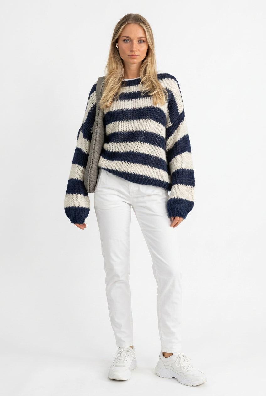 Women's Striped Oversized Pullover Sweater