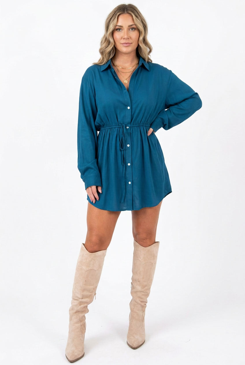 Long-Sleeve Button-Front Shirt Romper