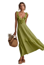 Ruffled V-Neck Sleeveless Tiered Maxi Dress – view 8
