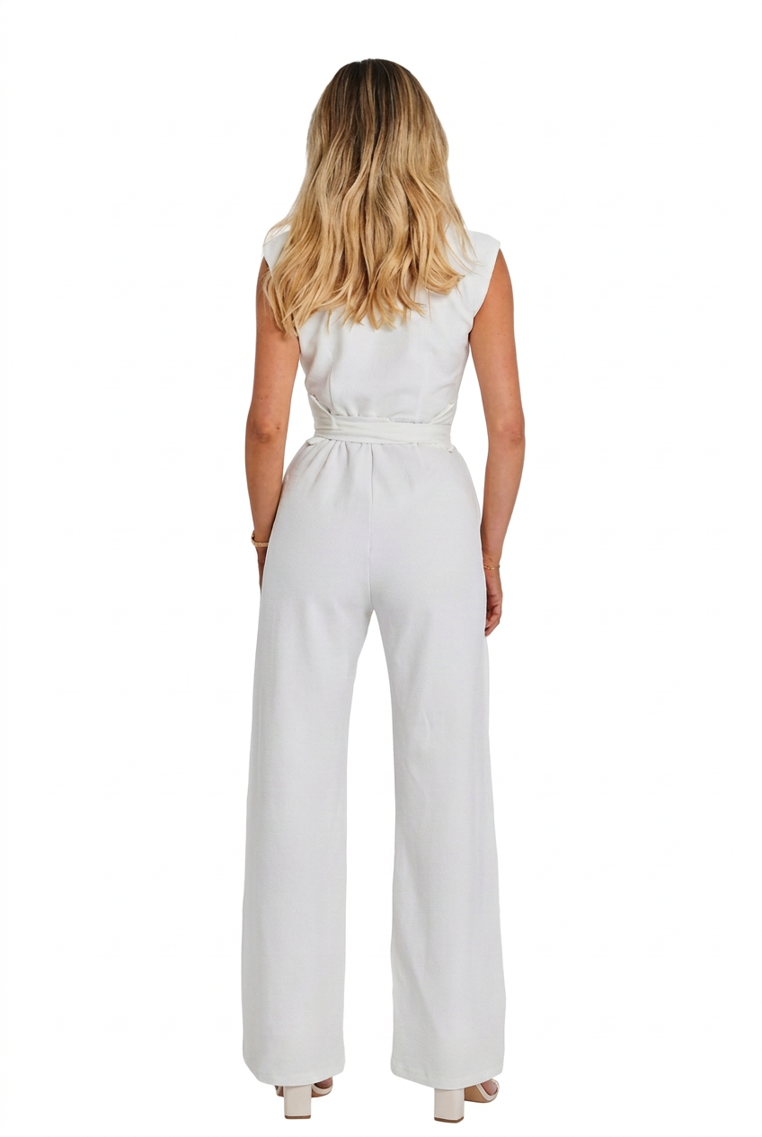 Sleeveless V-Notch Wide-Leg Jumpsuit