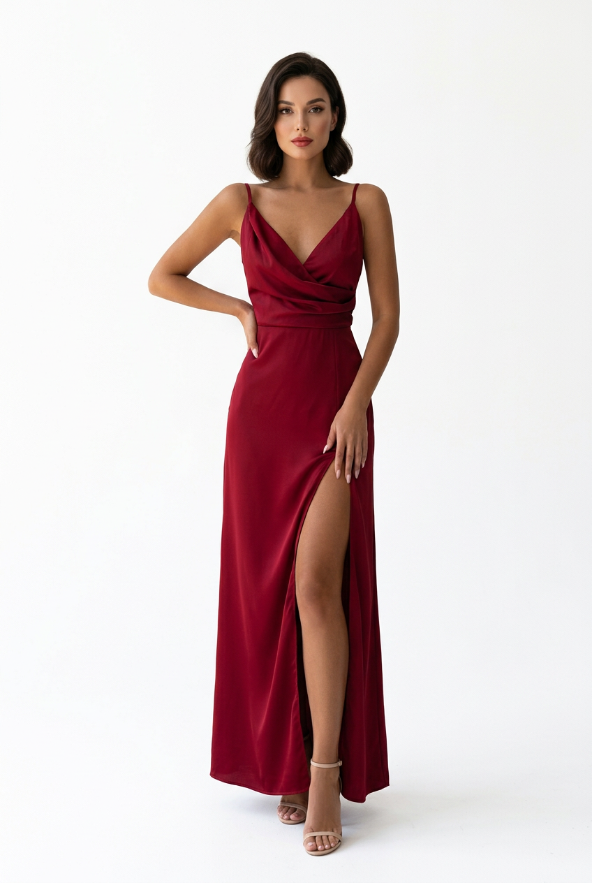 Wine Red satin dress
